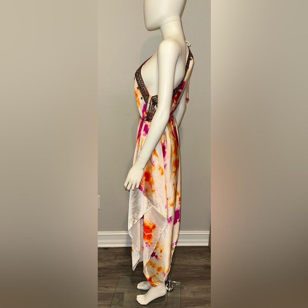 Shahida Parides white tie dye beaded 3 way convertible one shoulder maxi dress - Picture 6 of 10